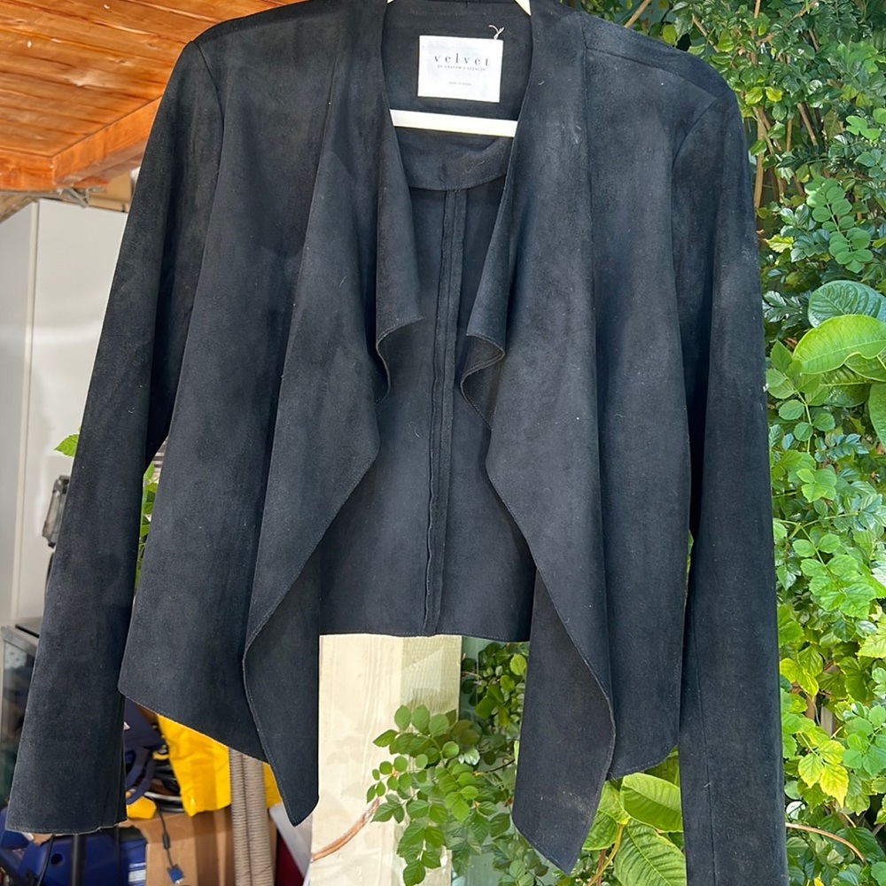Velvet black suede deconstructed jacket